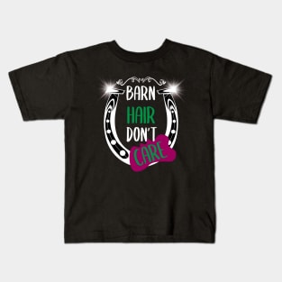 Barn Hair Don't Care Shirt Horse Shirt - Green & Purple Kids T-Shirt